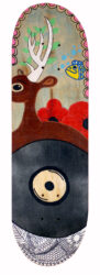 Acrylic on plywood by Audrey Clark, Year 8, Balcombe Grammar School Student artwork of a painted skateboard