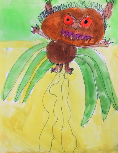 Watercolour on paper by Jessica Moon, Year 2, Carey Baptist Grammar School Student artwork of a monster