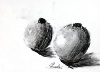 Student artwork of pomegranates