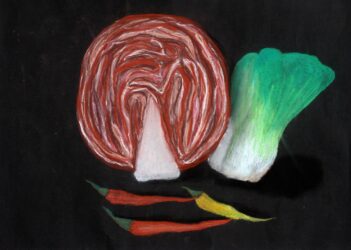 Student artwork of vegetables