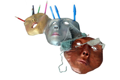 Clay and Mixed Media by Sienna Macalister, Year 9, Ivanhoe Girls’ Grammar School Student artwork of a clay mask