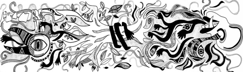 Black marker on paper by Jemma Ford, Year 11, Mentone Grammar Student abstract artwork