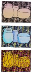 Ink and markers on acetate and paper by Grace Goodman, Year 7, Mentone Grammar Student artwork of a still life triptych