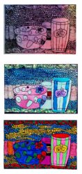 Ink and marker on acetate and paper by Kiara Devers, Year 7, Mentone Grammar Student artwork of a still life triptych