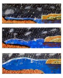 Watercolour on paper by Elizabeth Kormany, Year 6, Melbourne Montessori School Student artwork of a seascape