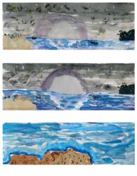 Mixed media on paper by Teale Spence, Year 5, Melbourne Montessori School Student artwork of a seascape