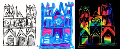 Foam print and scratchback film by Samantha Issa, Year 2, Ruyton Girl’s School Student artwork of buildings