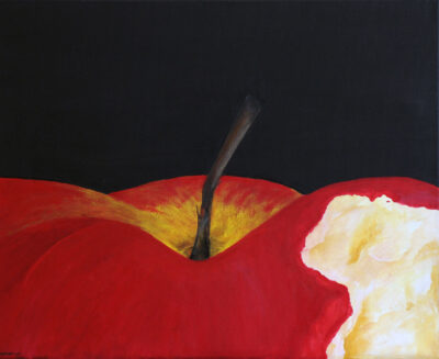 Acrylic on canvas by Khairul Bariya Khan, Year 10, Sirius College Student artwork of an apple