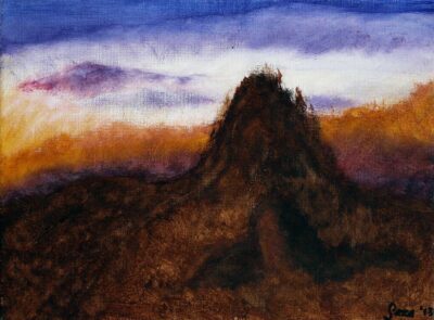 Acrylic on canvas by Saza Rwandzy, Year 8, Sirius College Student artwork of a landscape