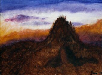 Acrylic on canvas by Saza Rwandzy, Year 8, Sirius College Student artwork of a landscape