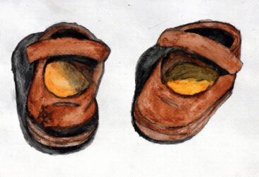 Watercolour on paper by Melike Berfin Cetinkaya, Year 7, Sirius College Student artwork of shoes