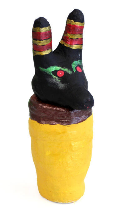 Ceramic with acrylic paint by Arooj Rajabi, Year 7, Sirius College Student artwork of a canopic jar