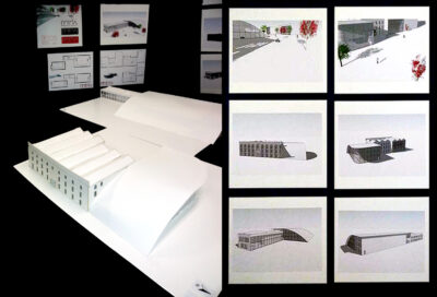 Digital print by Louis Wyatt, Year 12, The King David School Student artwork of a building model