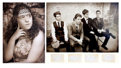 Inkjet print by Kerri-Anne Gordon, Year 12, The King David School Student artwork sepia photos of a girl and four boys