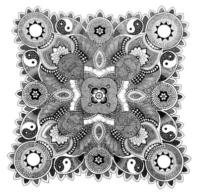 Pen on paper by Sophie Fink, Year 11, The King David School Student artwork of a mandala