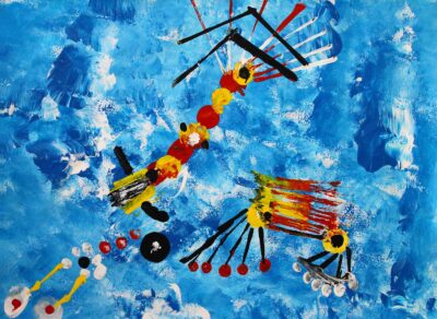 Acrylic on paper by Charlotte Shortis, Year 1, Beaconhills College Student abstract artwork