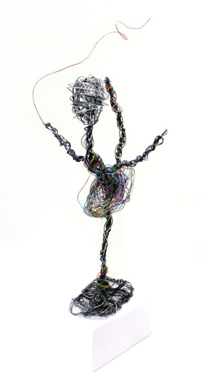 Student artwork of a wire ballerina