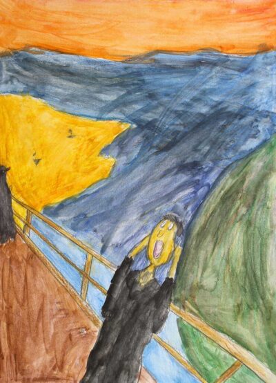 Acrylic on paper by Euan Brown, Year 5, Beaconhills College Student artwork of The Scream