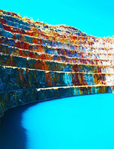 Student artwork of an open cut mine