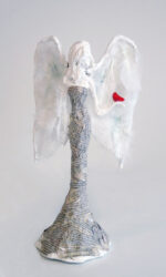 Mixed media by Isabella Memed, Year 9, Caulfield Grammar School Student artwork of a paper mache angel