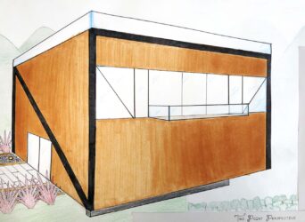 Markers, coloured pencil on paper by Stella Peng, Year 11, Caulfield Grammar School Student artwork of an architectural cube