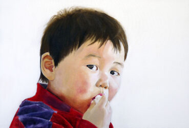 Oil on canvas by Siran Gao, Year 11, Caulfield Grammar School Student artwork of a portrait