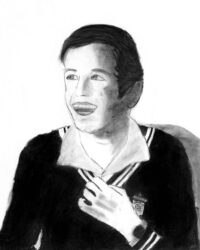 Charcoal on paper by Jeremy Kilgour, Year 10, Caulfield Grammar School Student artwork of a self portrait