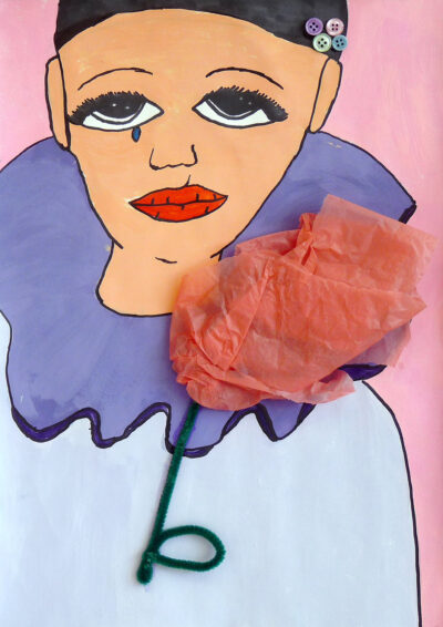 Acrylic on paper by Kimberley Harris, Year 7, Flinders Christian Community College Student artwork of a portrait