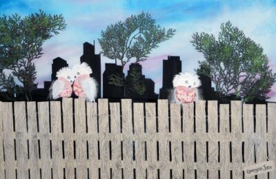Mixed media by Georgina Bendall, Year 12, Genazzano FCJ College Student artwork of birds on a fence