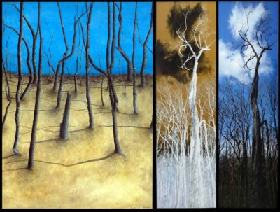 Acrylic on canvas by Leonie Leonida Sotriadis, Year 12, Genazzano FCJ College Student artwork of bare trees