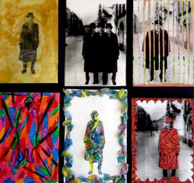 Mixed media on paper by Sierra Chandler, Year 11, Genazzano FCJ College Student artwork inspired by Magritte