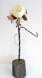 Copper, muslin, glass and almond tree wood by Annie Colquhoun, Year 12, Geelong Grammar School Student artwork sculpture of a flower