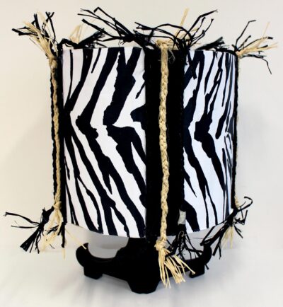Paper, cane, wire and balsa wood by Julia Gagula, Year 9, Hume Anglican Grammar Student artwork of a zebra lamp