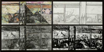 Mixed media on paper by Bella Plush, Year 10, Ivanhoe Grammar School Student artwork of windows drawing