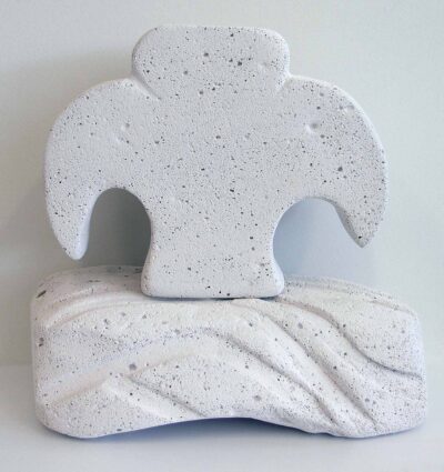 Carved hebel stone by Bailey Trajanovski, Year 9, Ivanhoe Grammar School Student artwork sculpture in white