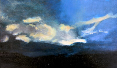 Oil on board by Sienna Von Menge, Year 11, Korowa Anglican Girls’ School Student artwork of clouds