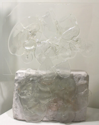 Glass, resin and plastic board by Tabitha Duke, Year 12, Korowa Anglican Girls’ School Student artwork sculpture in white