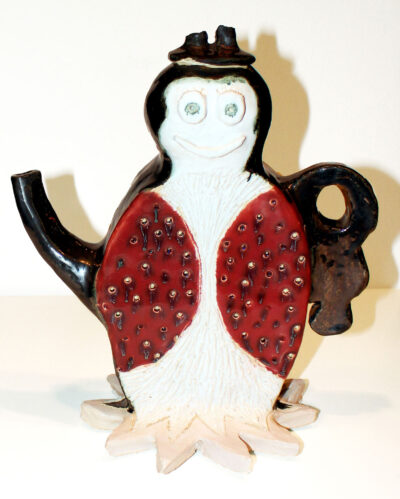 White earthenware and glaze by Samantha McLean, Year 10, Mentone Grammar Student artwork of a teapot