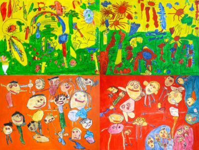 Acrylic on canvas, 3 Year Old Kinder, Oakleigh Grammar Student artwork of The Giving Tree