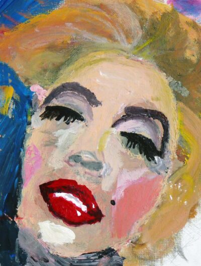 Acrylic on canvas by Charles Richardson, Year 10, Preshil β The Margaret Lyttle Memorial College Student artwork portrait of Marilyn Monroe