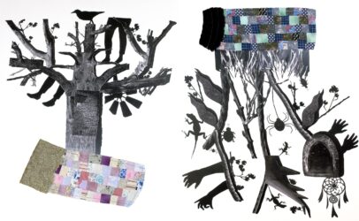 Student artwork of a dreamscape collage