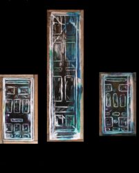Student artwork of ink on panelpop