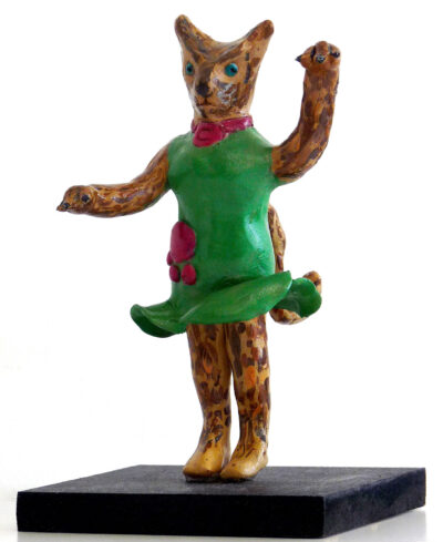 Poly clay and paint by Nancye Kochin, Year 9, The King David School Student artwork of a ceramic cat