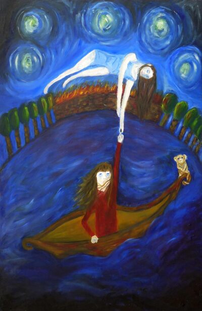 Oil on wood, by Corinne Apelbaum, Year 12, The King David School Student abstract artwork