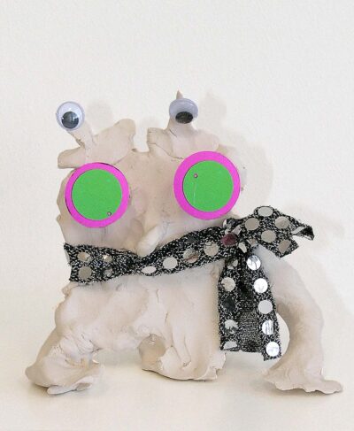 Ceramic and mixed media by Ceci Clements, Year 1, Woodleigh School Student artwork of a ceramic figure with scarf
