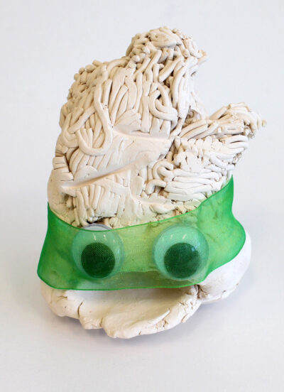 Ceramic and mixed media by Ravi Moss, Year 1, Woodleigh School Student artwork of a ceramic figure with mask