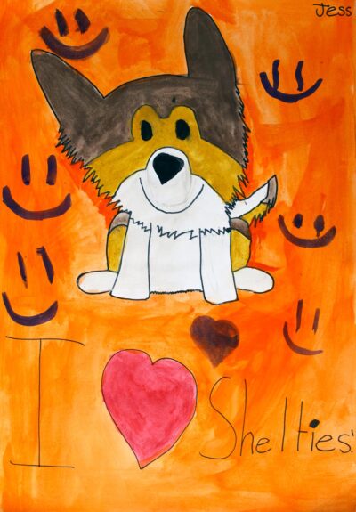 Ink and paint on paper by Jessica Cole, Year 3, Woodleigh School Student artwork of a dog