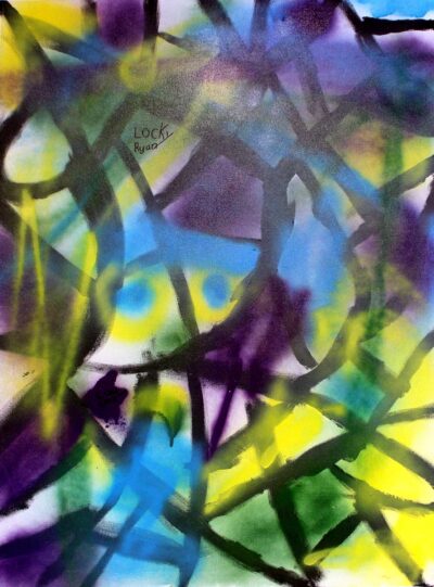 Enamel on canvas by Ryan Tzeremes, Year 5, Woodleigh School Student abstract artwork