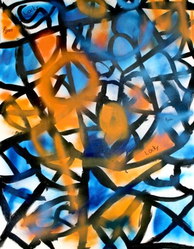 Enamel on canvas by Lachlan Smethurst, Year 5, Woodleigh School Student abstract artwork