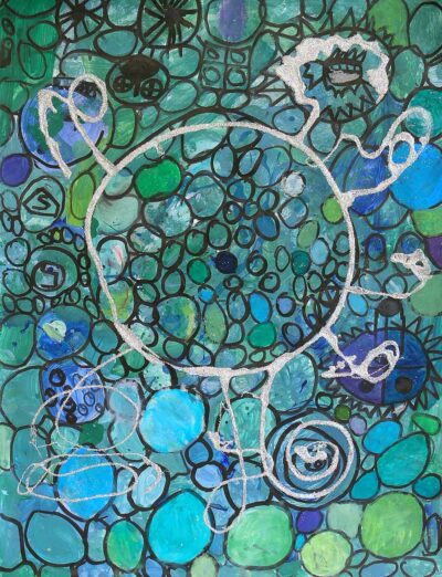 Mixed media on paper, a group project by Year 3 students, Woodleigh School Student abstract artwork